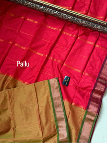GOLDEN YELLOW SOFT COTTON ART SILK SAREE WITH RED BORDER