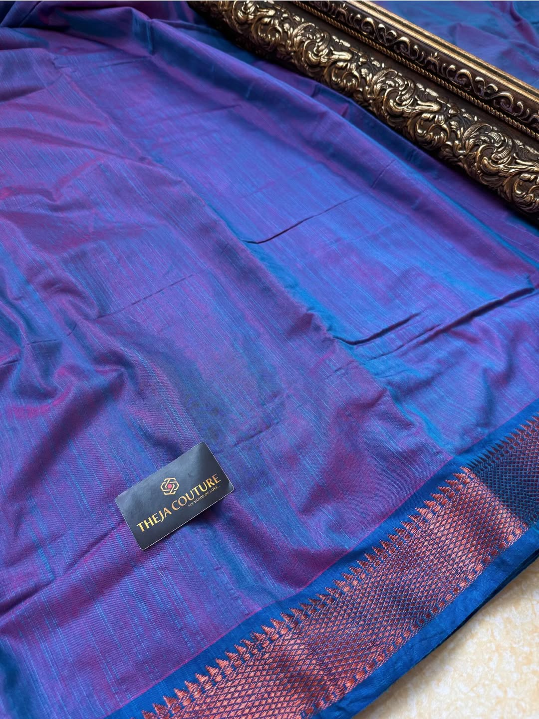 COPPER SULPHATE BLUE SOFT COTTON SILK SAREE