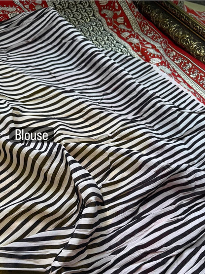 YELLOW COTTON PRINTED SAREE COMES WITH CONTRAST RED BORDER