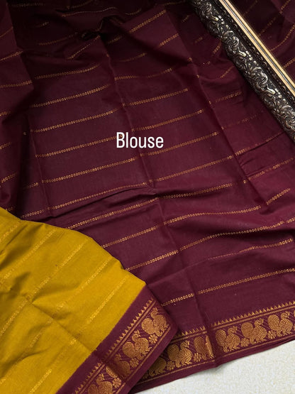 MUSTARD SUNGUDI COTTON SAREE
