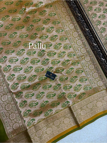 OLIVE GREEN SATIN SILK SAREE