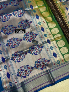 PISTA GREEN DUAL SHADE SATIN SILK SAREE