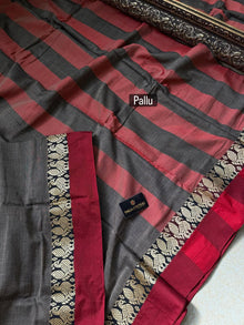 GREY NARAYANPET COTTON SAREE WITH RED BORDER