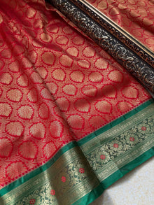 RED ART SILK SAREE WITH GREEN BORDER