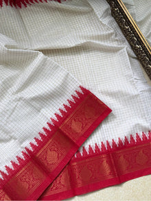 WHITE KATTAM SUNGUDI COTTON SAREE