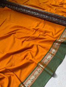 MANGO YELLOW NARAYANPET COTTON SAREE WITH GREEN BORDER