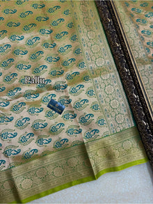 PEAR GREEN SATIN SILK SAREE