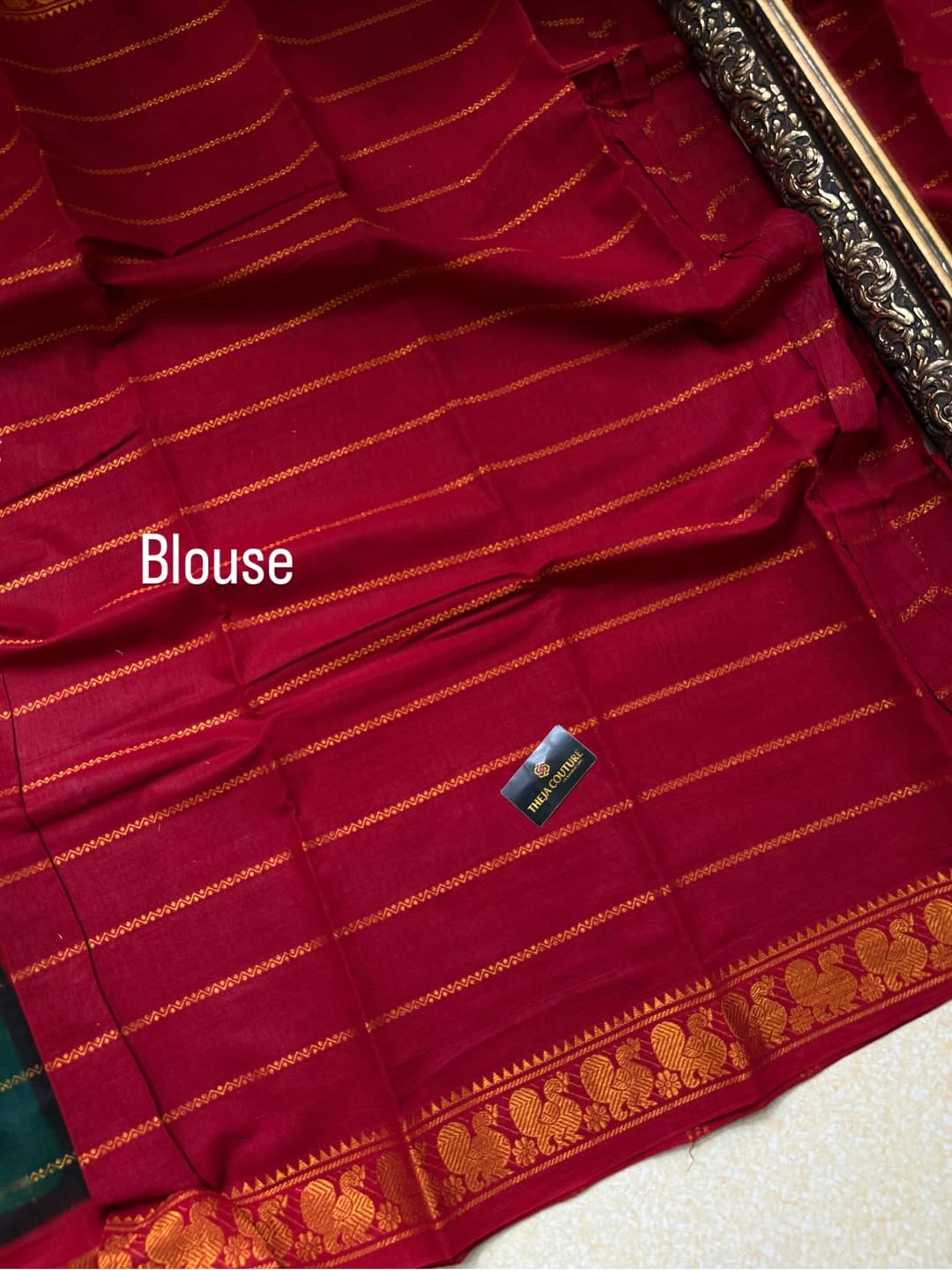 BOTTLE GREEN SUNGUDI COTTON SAREE