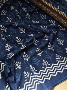 INDIGO COTTON PRINTED SAREE
