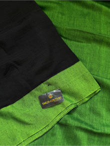 BLACK KHADI COTTON WITH GREEN BORDER