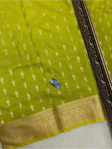 FLUORESCENT GREEN SATIN SILK SAREE