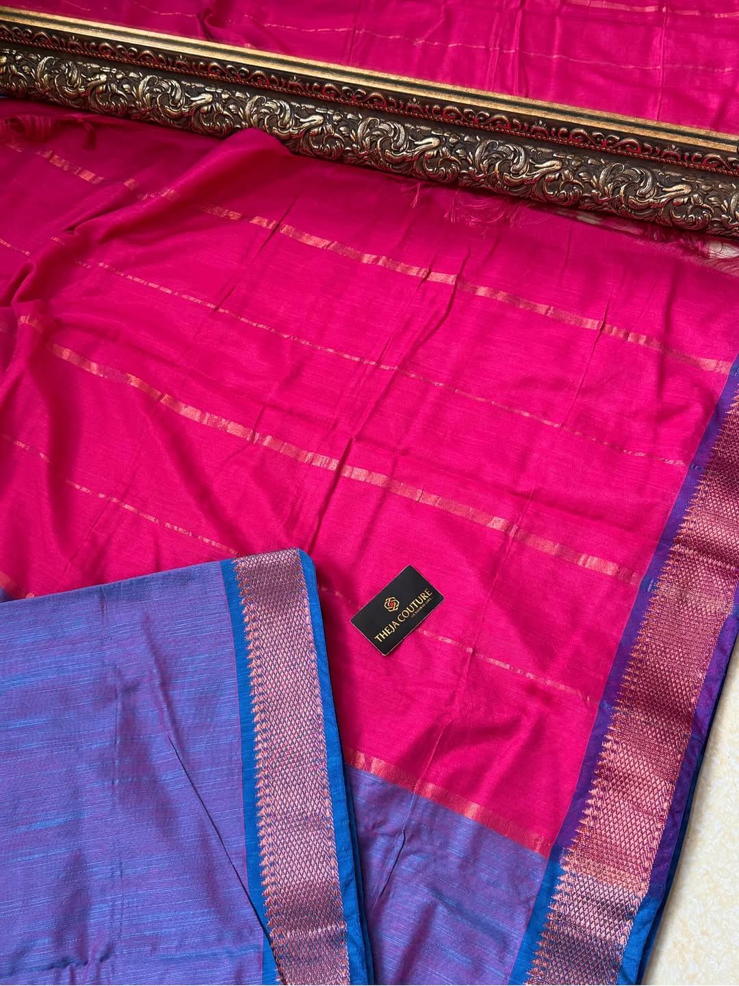 COPPER SULPHATE BLUE SOFT COTTON SILK SAREE