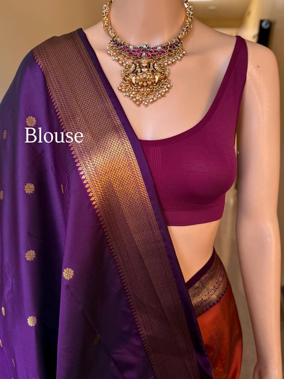 RUST BROWN SOFT ART SILK SAREE WITH MAGENTA ZARI WEAVE BORDER