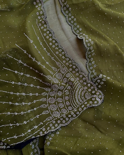 OLIVE GREEN GORGEOUS SAREE