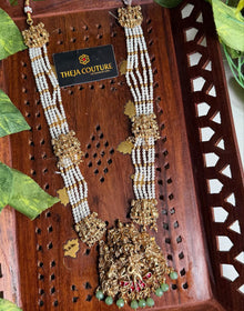 Antique 5 layered white pearls long necklace.