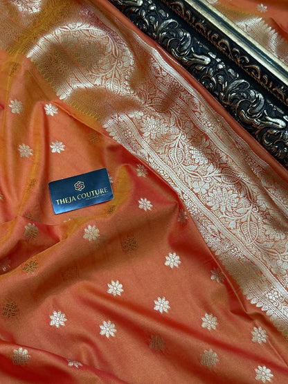 ORANGE DUAL SHADED BANARASI ART SILK SAREE