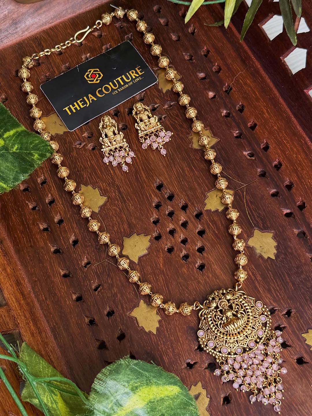 Antique gold Lakshmi haram necklace.