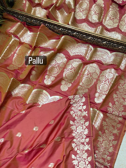 PINK ORANGE DUAL SHADED ART SILK SAREE