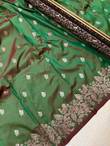 GREENISH BROWN DUAL SHADED ART SILK SAREE