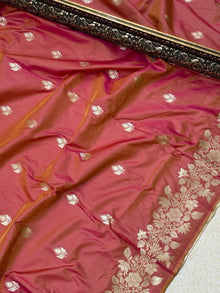 PINK ORANGE DUAL SHADED ART SILK SAREE