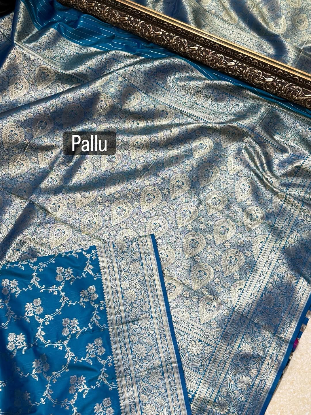 TEAL BLUE DUAL SHADED BANARASI SILK SAREE