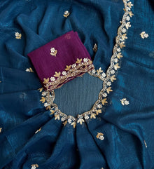AIR FARCE BLUE CRUSH GEORGETTE SAREE