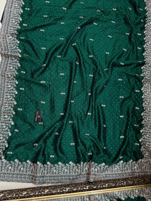 BOTTLE GREEN FANCY RAW SILK SAREE