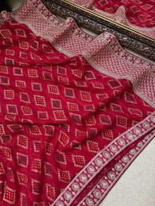 RED BANDANI PRINTED GEORGETTE SAREE