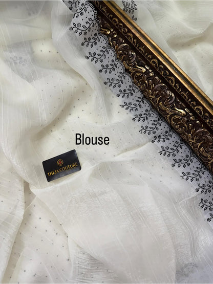 WHITE GEORGETTE SAREE