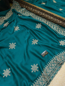 TEAL GREEN SOFT GEORGETTE SATIN SAREE