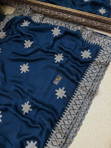 TEAL BLUE SOFT GEORGETTE SATIN SAREE