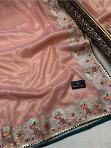 PEACH NET SAREE