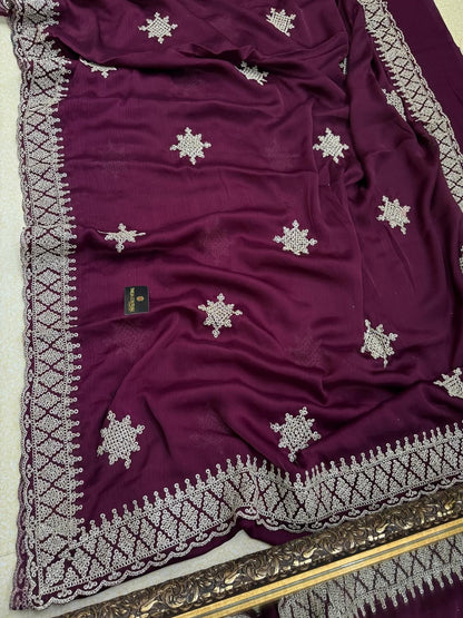 MAGENTA SOFT GEORGETTE SATIN SAREE