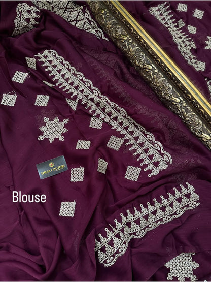 MAGENTA SOFT GEORGETTE SATIN SAREE