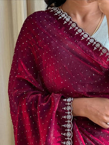 BEET PINK SPACE SILK PARTYWEAR SAREE