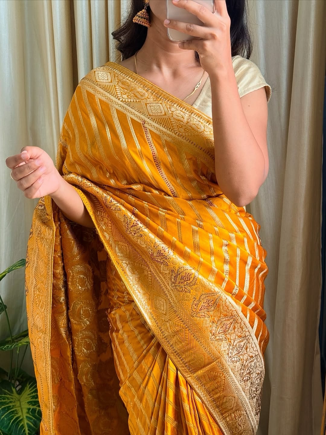 MUSTARD YELLOW BANARASI ART SILK SAREE