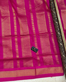 MANGO YELLOW COTTON SILK FULL BUTTA SAREE WITH PINK BORDER