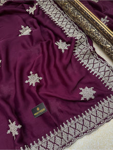 MAGENTA SOFT GEORGETTE SATIN SAREE