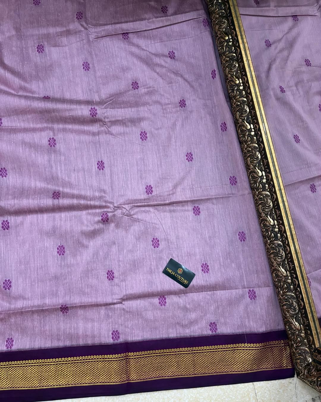 ONION PINK COTTON FULL BUTTA WITH MAGENTA BORDER