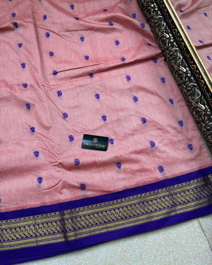 PLACE COTTON SILK SAREE WITH VIOLET BORDER