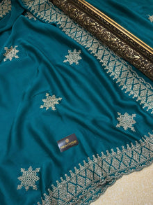 TEAL GREEN SOFT GEORGETTE SATIN SAREE
