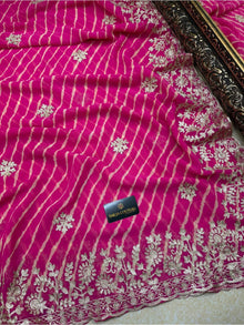 ROSE PINK LEHERIYA SAREE