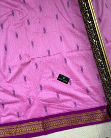 ROSE PINK COTTON SILK SAREE  WITH MAGENTA BORDER