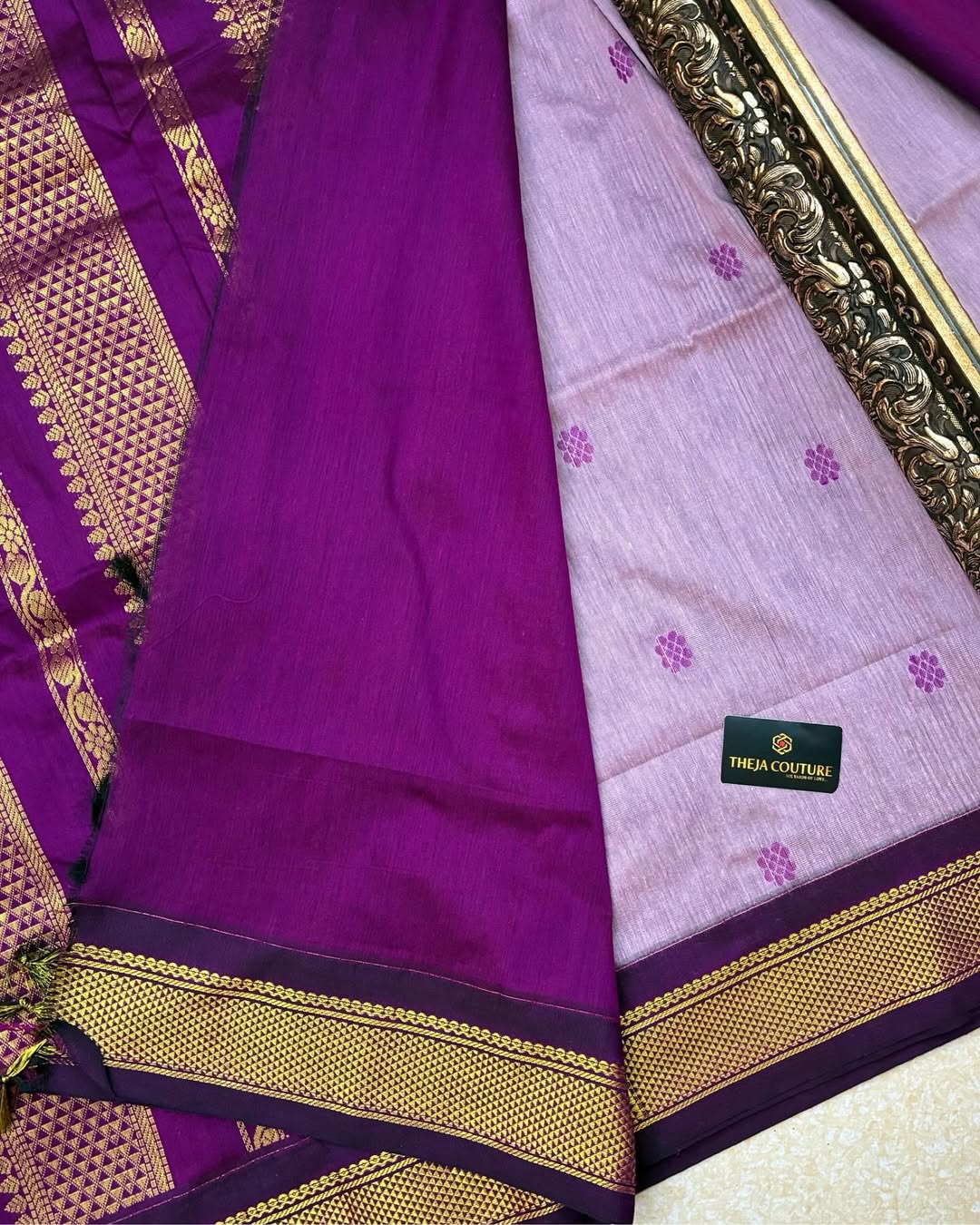 ONION PINK COTTON FULL BUTTA WITH MAGENTA BORDER