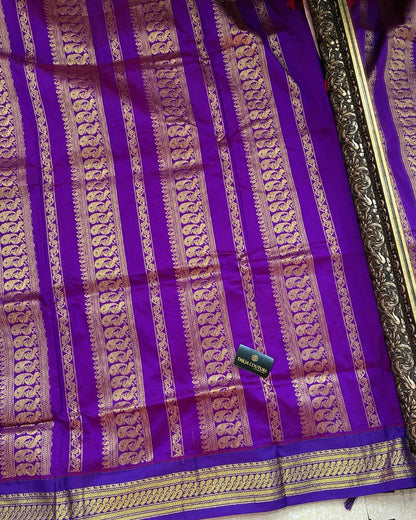 PLACE COTTON SILK SAREE WITH VIOLET BORDER