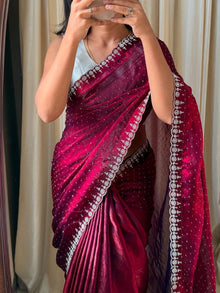 BEET PINK SPACE SILK PARTYWEAR SAREE