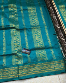 ICE BLUE COTTON SILK SAREE WITH TURQUOISE BLUE BORDER