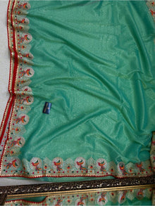 TURQUOISE GREEN NET SAREE