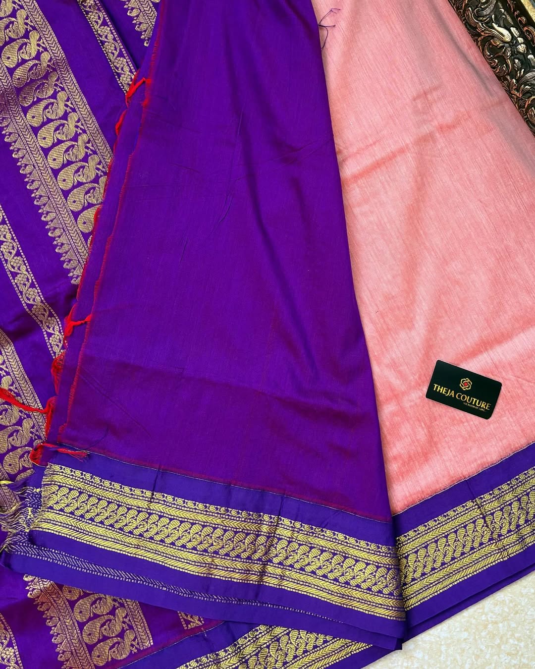 PLACE COTTON SILK SAREE WITH VIOLET BORDER
