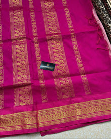 BABY PINK COTTON SILK SAREE WITH RANI PINK BORDER